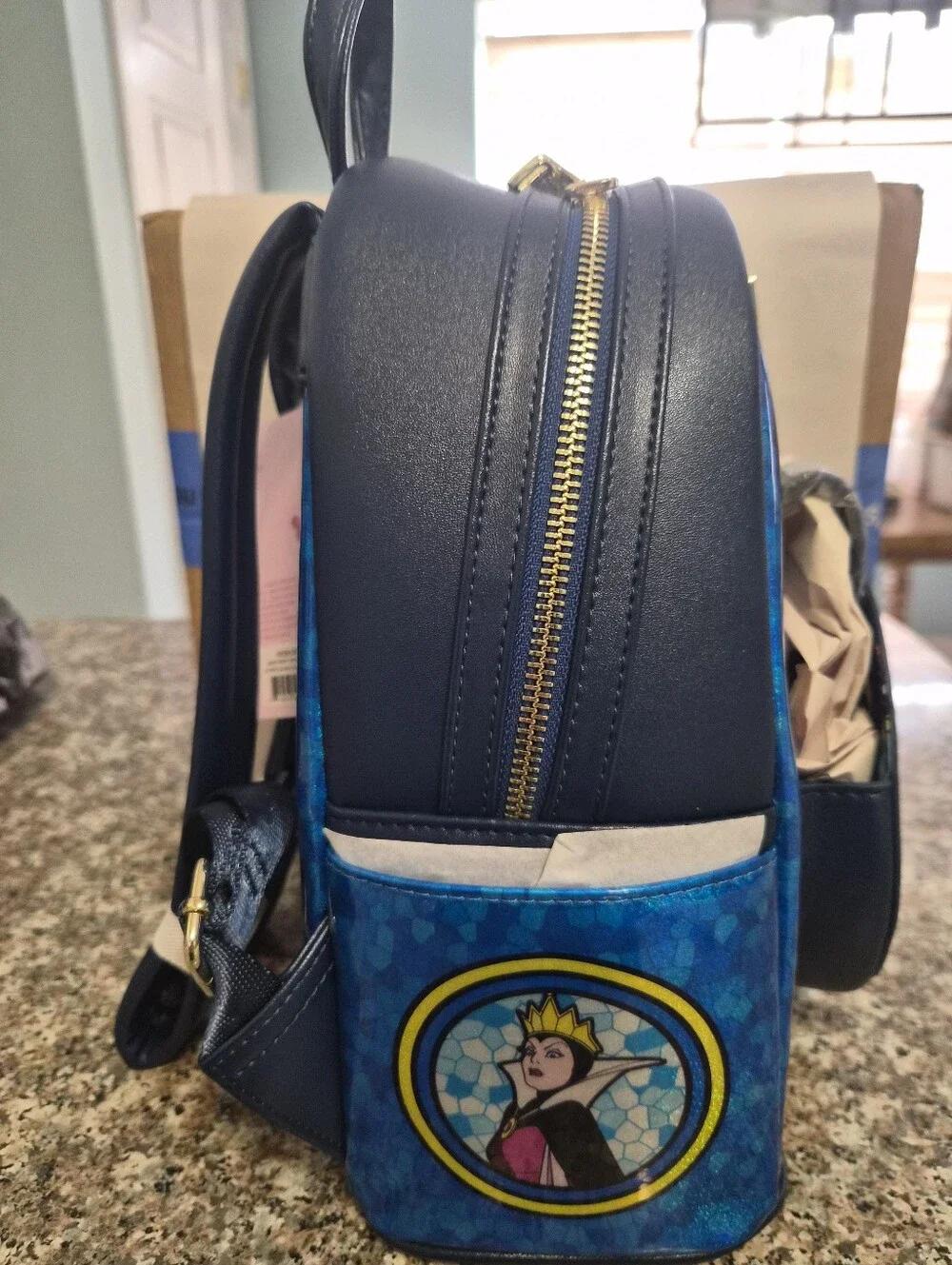 Loungefly Blue & Yellow Snow White Stained Glass Mini Backpack